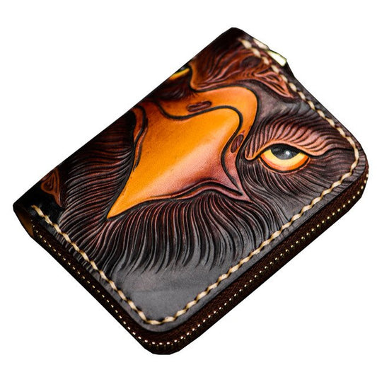 Handmade Card Holder Unisex Short Leather Carton Zipper Bag Accord Card Bag Vintage Chinese Style Leather Wallet - LiveTrendsX