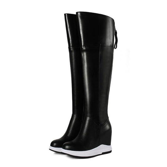 Punk Long Trainers Women Cow Leather Knee High Boots - LiveTrendsX