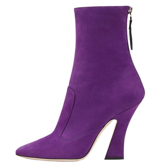 Square Toe Martin Boots High Heels Zipper Shoes - LiveTrendsX