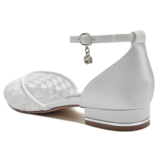 Sweet Lady Rounded Toe Lace Satin Dress Flats - LiveTrendsX