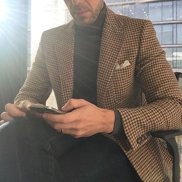 Tailor - Made Men Hoodstooth Suit Plaid Coat - LiveTrendsX