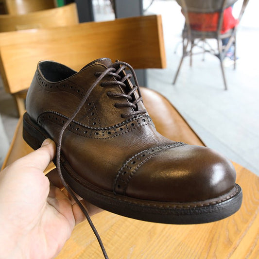 Vintage British Leather Casual Breathable Brogues - LiveTrendsX