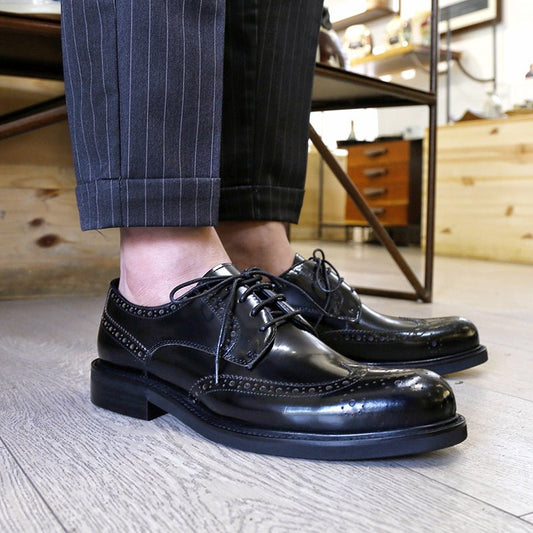 Vintage leather brogue engraved business casual leather shoes - LiveTrendsX