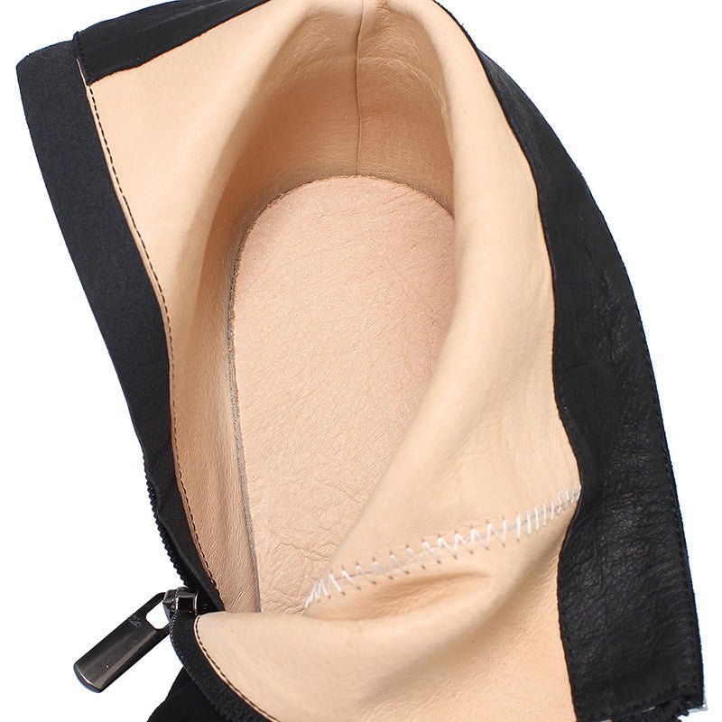 Waterproof Platform Leather Side Zipper Rhinestone Tassel Boots - LiveTrendsX