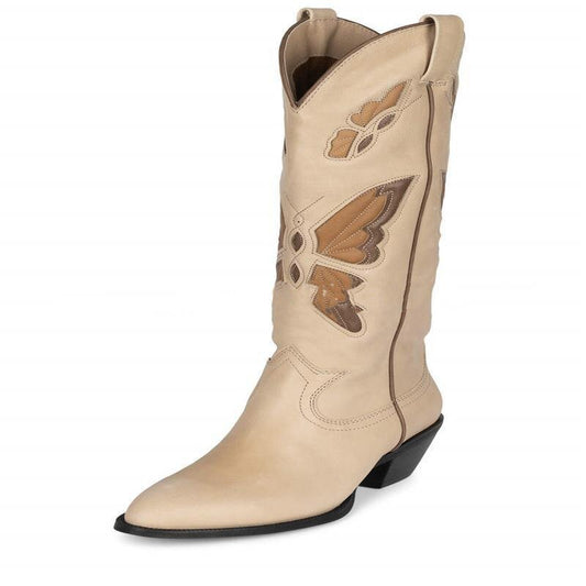 Western Boots Stunning Butterfly Inlay Woman Mid Calf Boots - LiveTrendsX