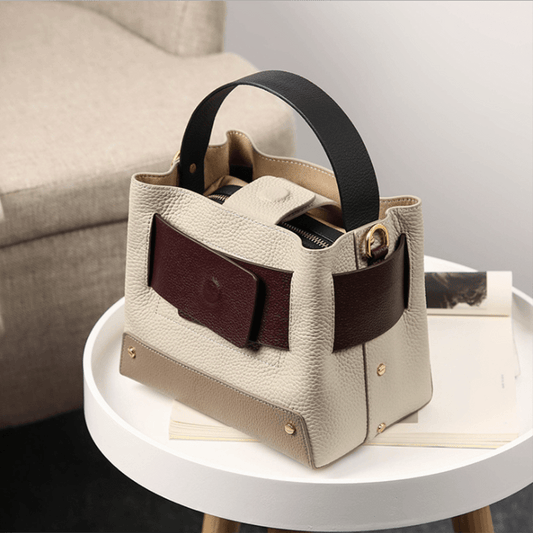 Wide Handle Natural Cowhide Leather Ladies Shoulder Bag - LiveTrendsX