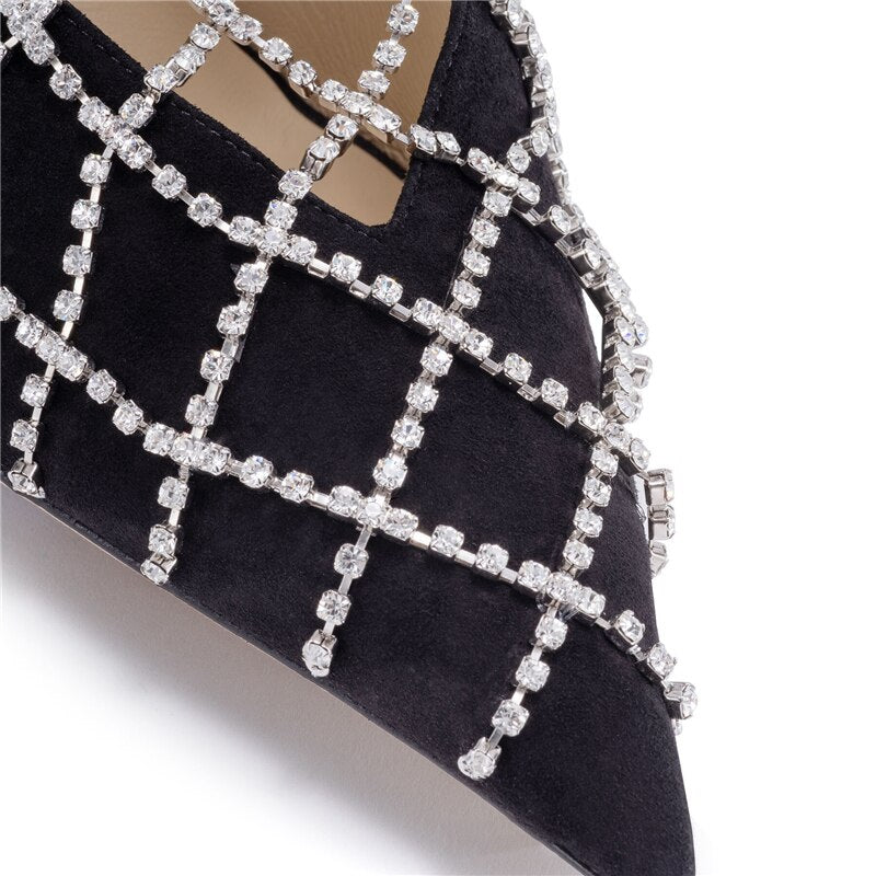 Woman Rhinestone Pointed Toe High Heels Sandals - LiveTrendsX