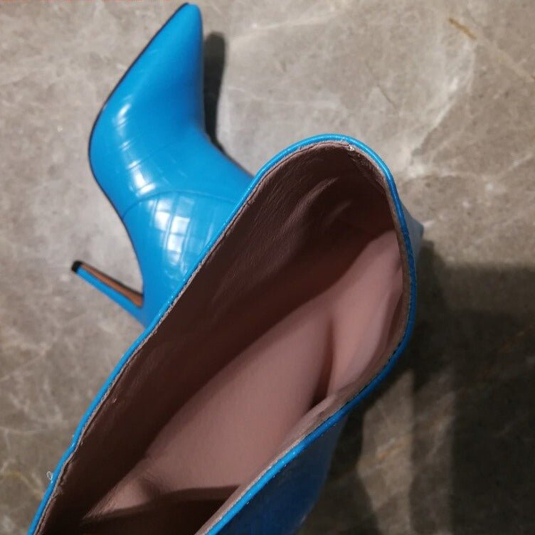 Women Crocodile High Heels Knee High Boots Pointed Toe Party Shoes - LiveTrendsX