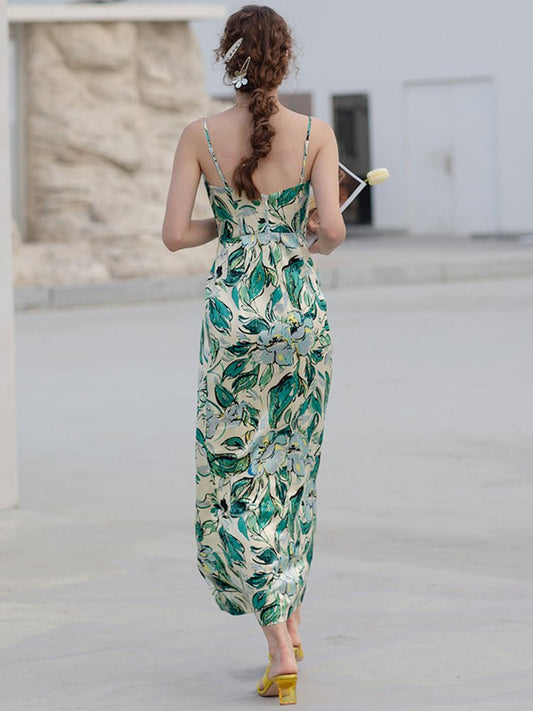 Women Deep V Neck Sexy Slit Dress - LiveTrendsX