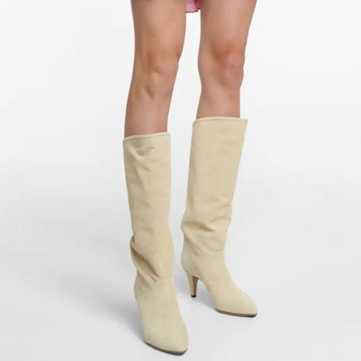 Women Fashion Slip On Mid Calf Boots - LiveTrendsX
