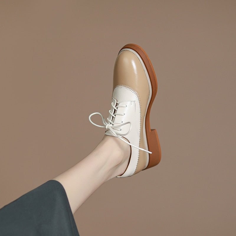 Women Genuine Leather Oxfords Shoes - LiveTrendsX