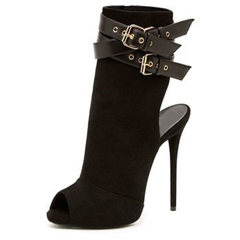 Women Gladiator Sandals Buckle Belt Punk High Heels Shoes - LiveTrendsX