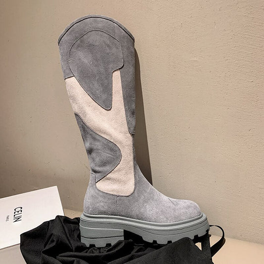 Women knee - high boots cowhide cow suede Knight boots - LiveTrendsX