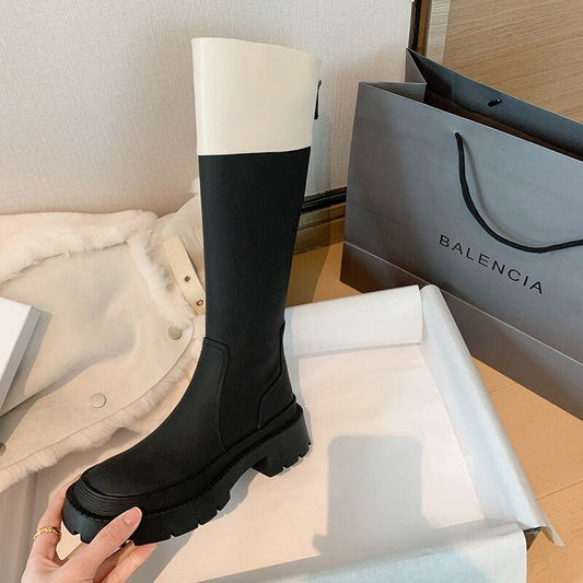 Women knee - high boots Microfiber color matching Knight boots - LiveTrendsX