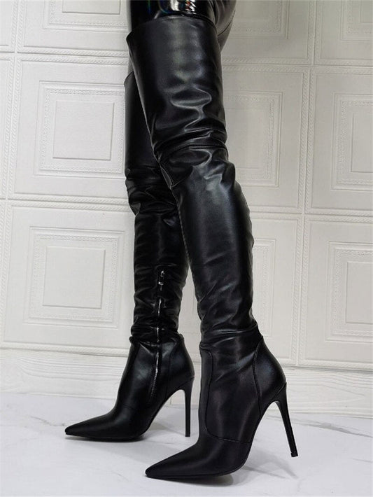 Women Pointed Toe Thigh High Boots Large Size - LiveTrendsX