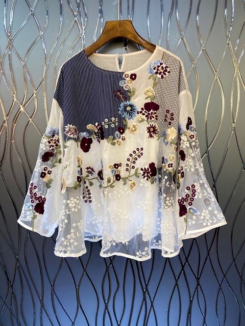 Women Prints Patchwork Casual Loose Blouses - LiveTrendsX