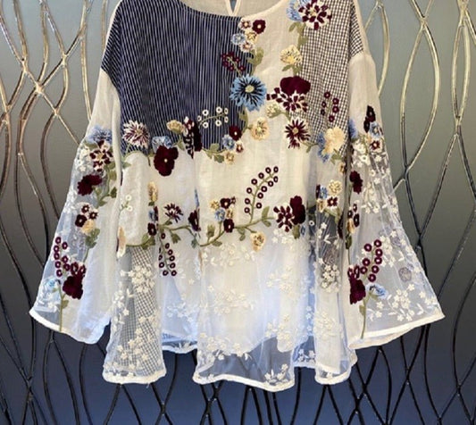 Women Prints Patchwork Casual Loose Blouses - LiveTrendsX