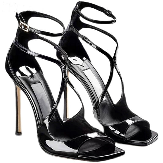 Women Satin Leather Ankle Strap Sandals stiletto Heels - LiveTrendsX