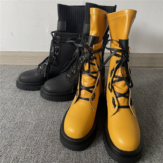 Women Shoes Big Size Platform Cowhide Thick - Soled Martin Boots - LiveTrendsX