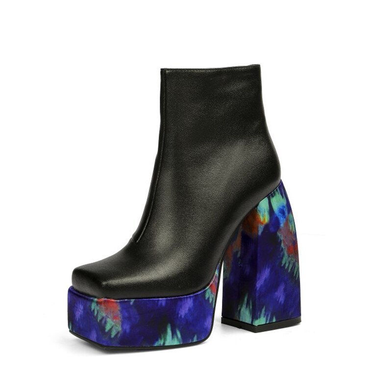 Women Side Zipper Heels Square Toe Boot Party NightClub Shoes Plus Size - LiveTrendsX