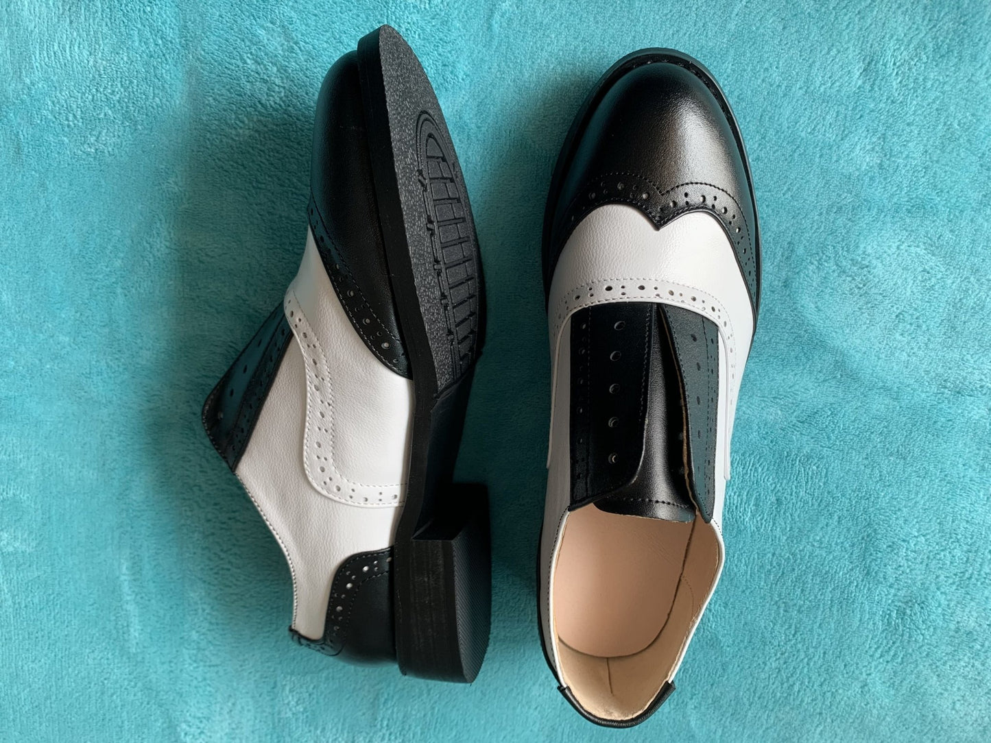 Women vintage flat shoes round toe handmade oxford - LiveTrendsX