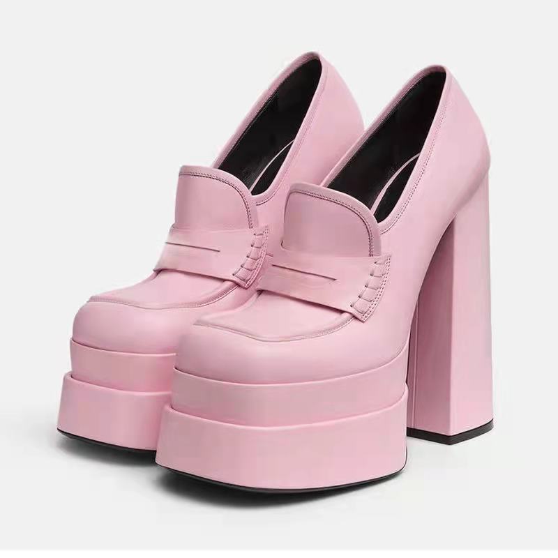 Women Waterproof Heels Pumps Platform Slip - On Shoes - LiveTrendsX