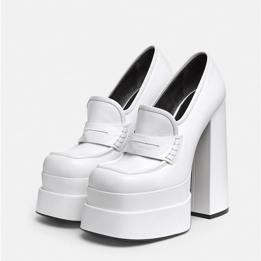 Women Waterproof Heels Pumps Platform Slip - On Shoes - LiveTrendsX