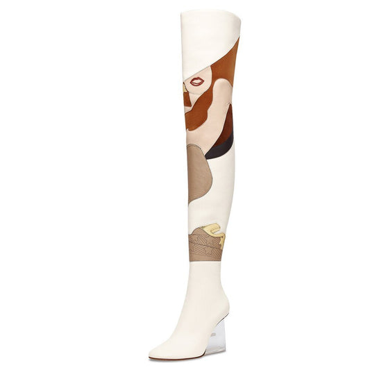 Women White Thigh High Over The Knee Boots - LiveTrendsX