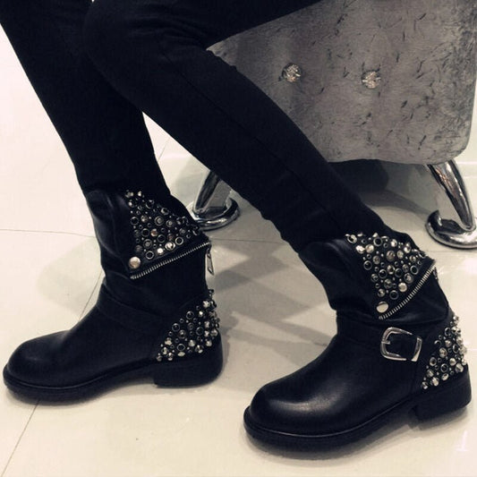 Women's Genuine Leather ankle boots big size fit for Autumn and winter - LiveTrendsX