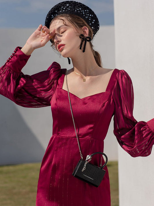 Women's high - end slimming dress covering arms - LiveTrendsX