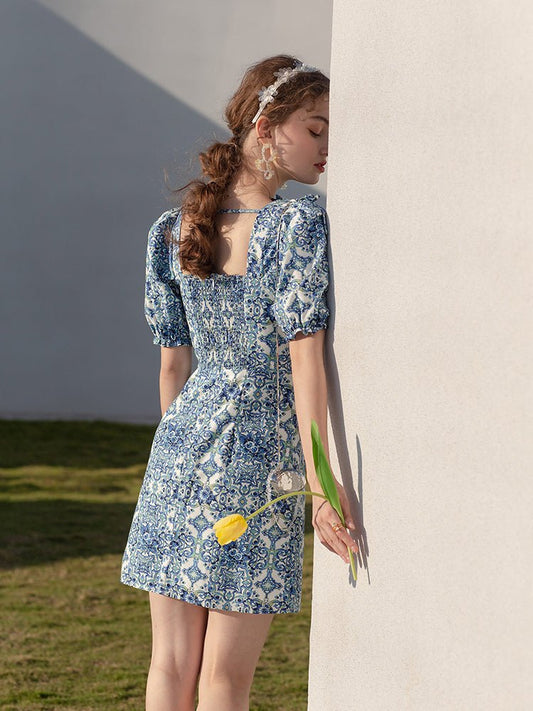 Women's summer puff sleeve high waist short skirt - LiveTrendsX