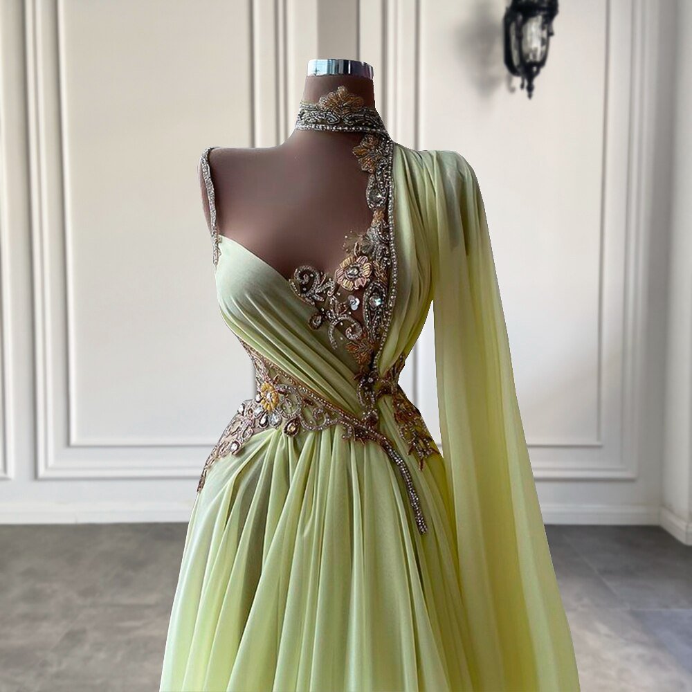 Yellow Chiffon African Women Long Evening Dresses 2022 - LiveTrendsX