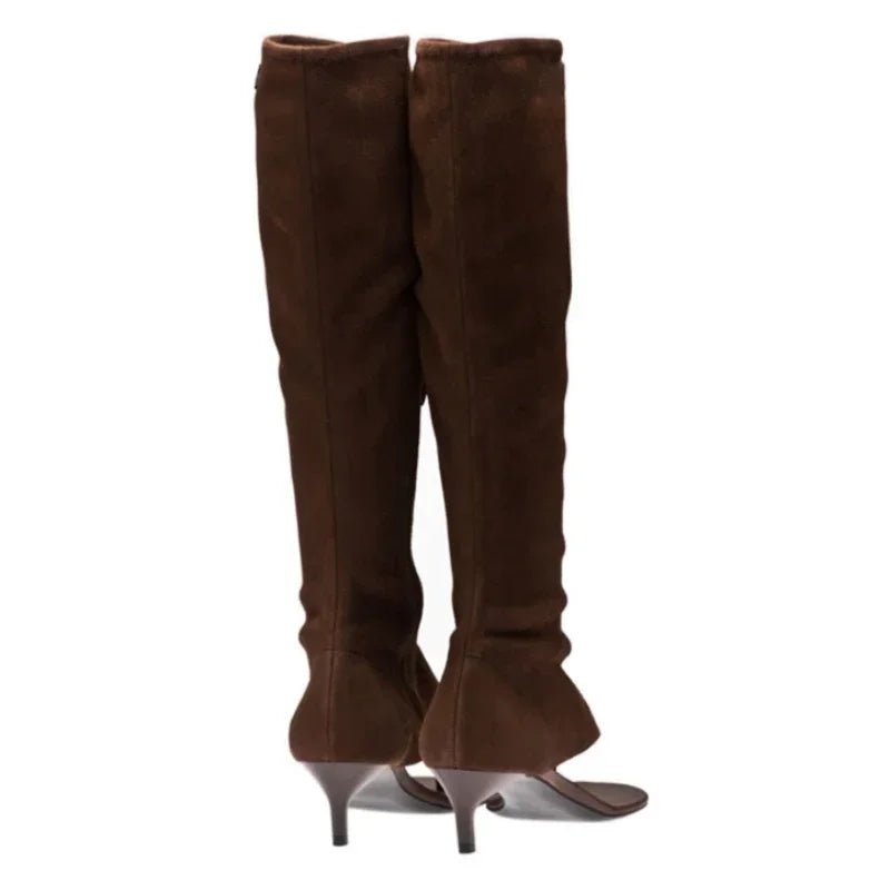 2024 Summer New Peep Toe Flip Sandals Mid Heeled Side Zipper Women's High Tube Boots - LiveTrendsX