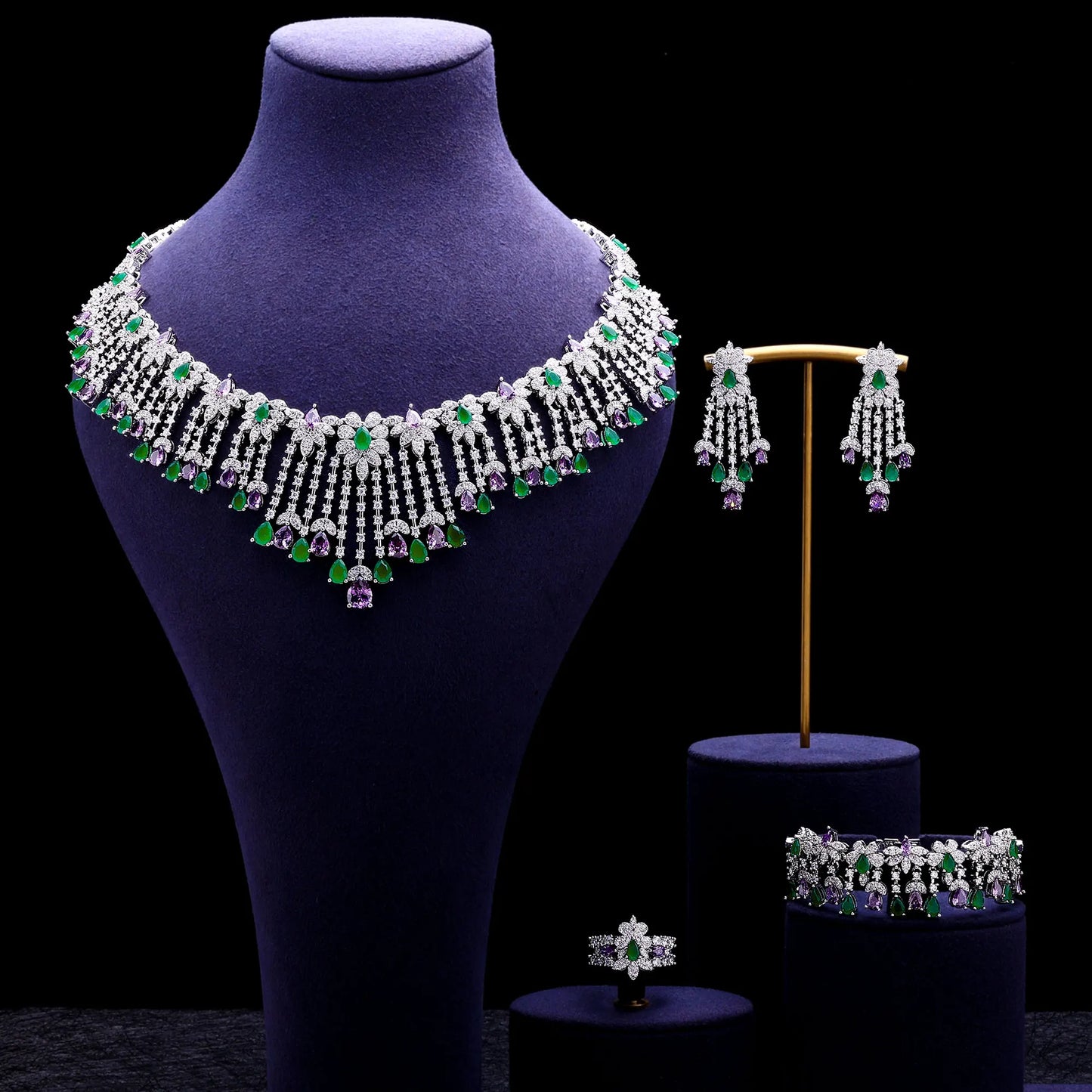 UAE Dubai Bridal Jewelry Set Women Wedding Party Nigerian African Necklace Earrings Set