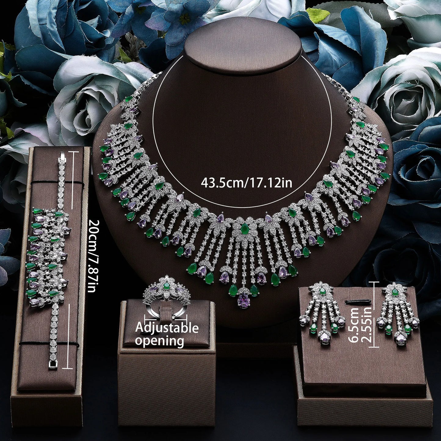 UAE Dubai Bridal Jewelry Set Women Wedding Party Nigerian African Necklace Earrings Set