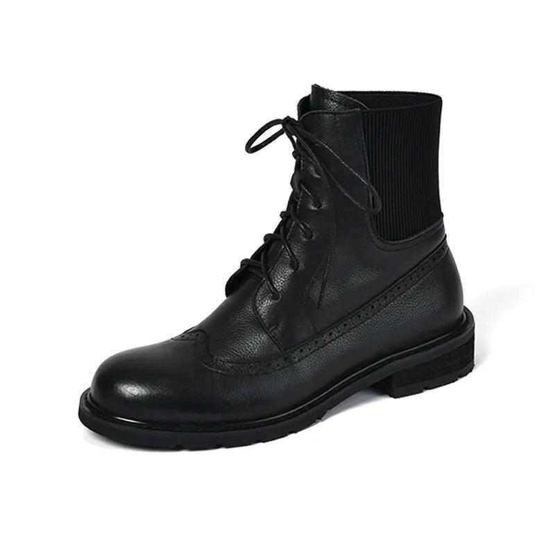 Genuine Leather Retro Ankle Boots Motorcycle Shoes