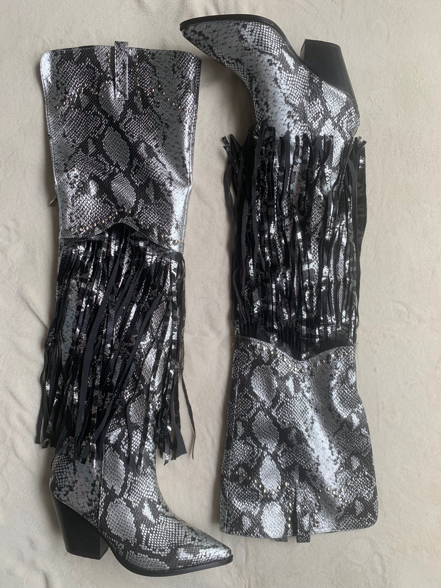 Cowboy boots Chunky Heels Over knee Thigh High Boots