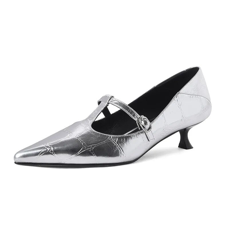 Sexy Silver Black Pointed Toe Women's Pumps