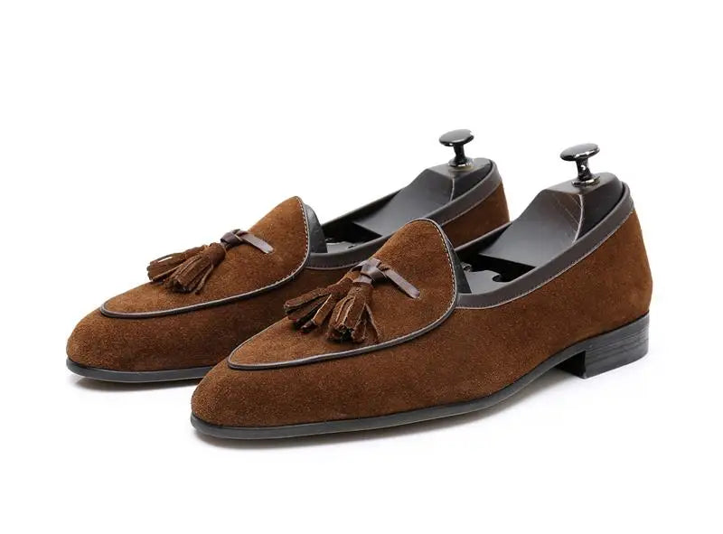 Classic Men's Leather Loafers Stylish Tassel Slip-ons