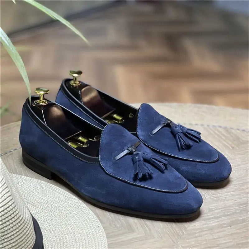 Classic Men's Leather Loafers Stylish Tassel Slip-ons