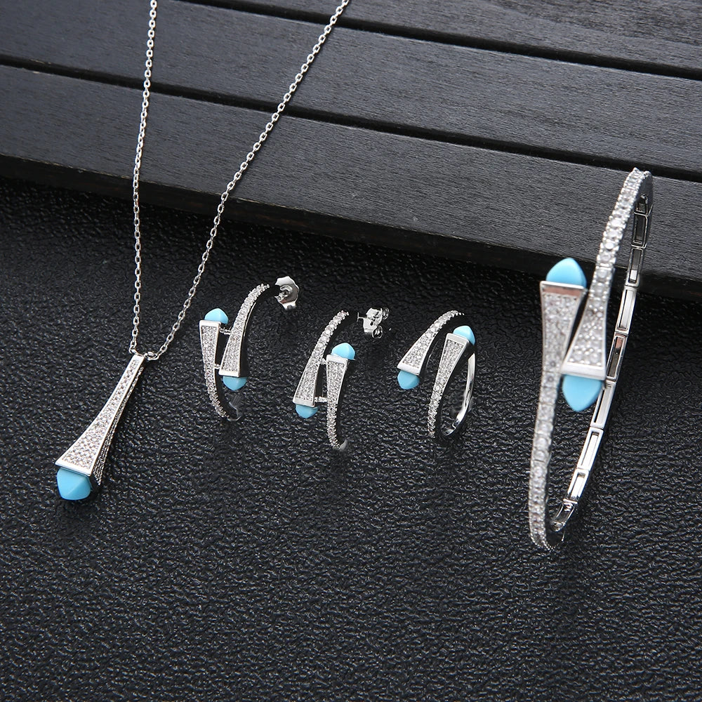 4pcs Waterdrop Jewelry Sets For Women Wedding Party Cubic Zircon High End Craft Dubai Bridal Jewelry Set