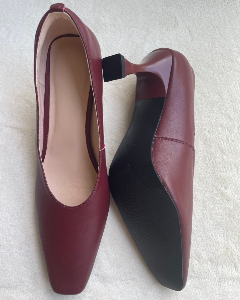 High heels lady pumps wedding shoes square toe