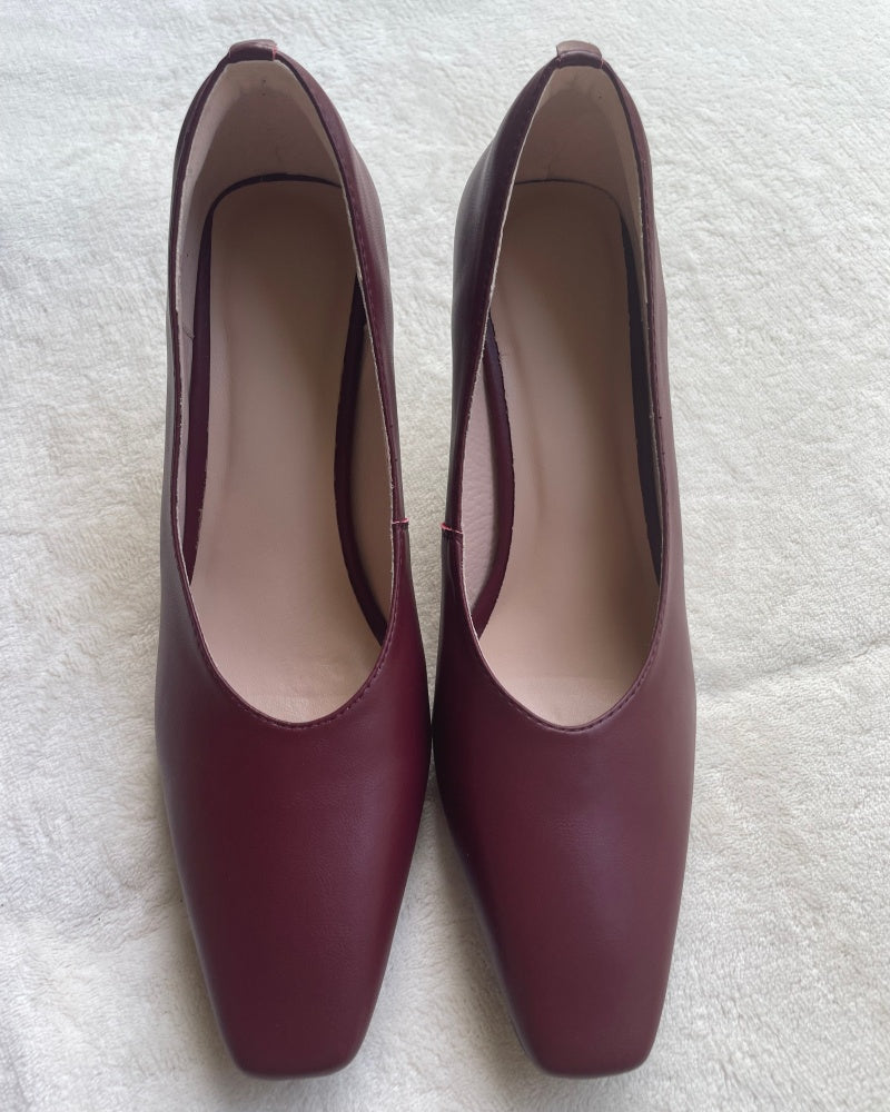 High heels lady pumps wedding shoes square toe