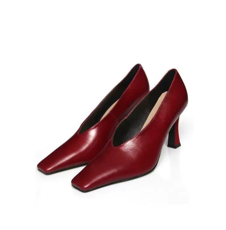 High heels lady pumps wedding shoes square toe