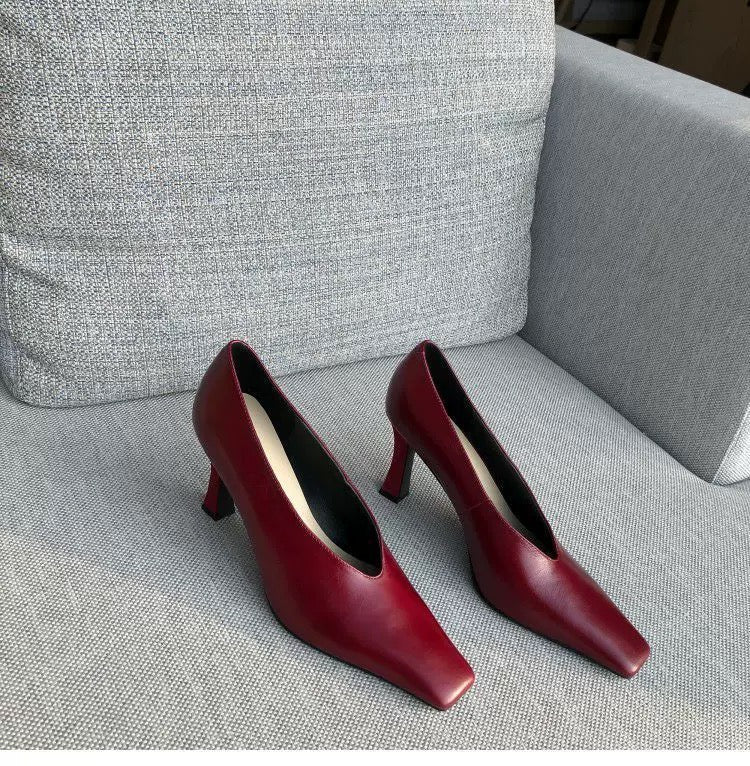 High heels lady pumps wedding shoes square toe