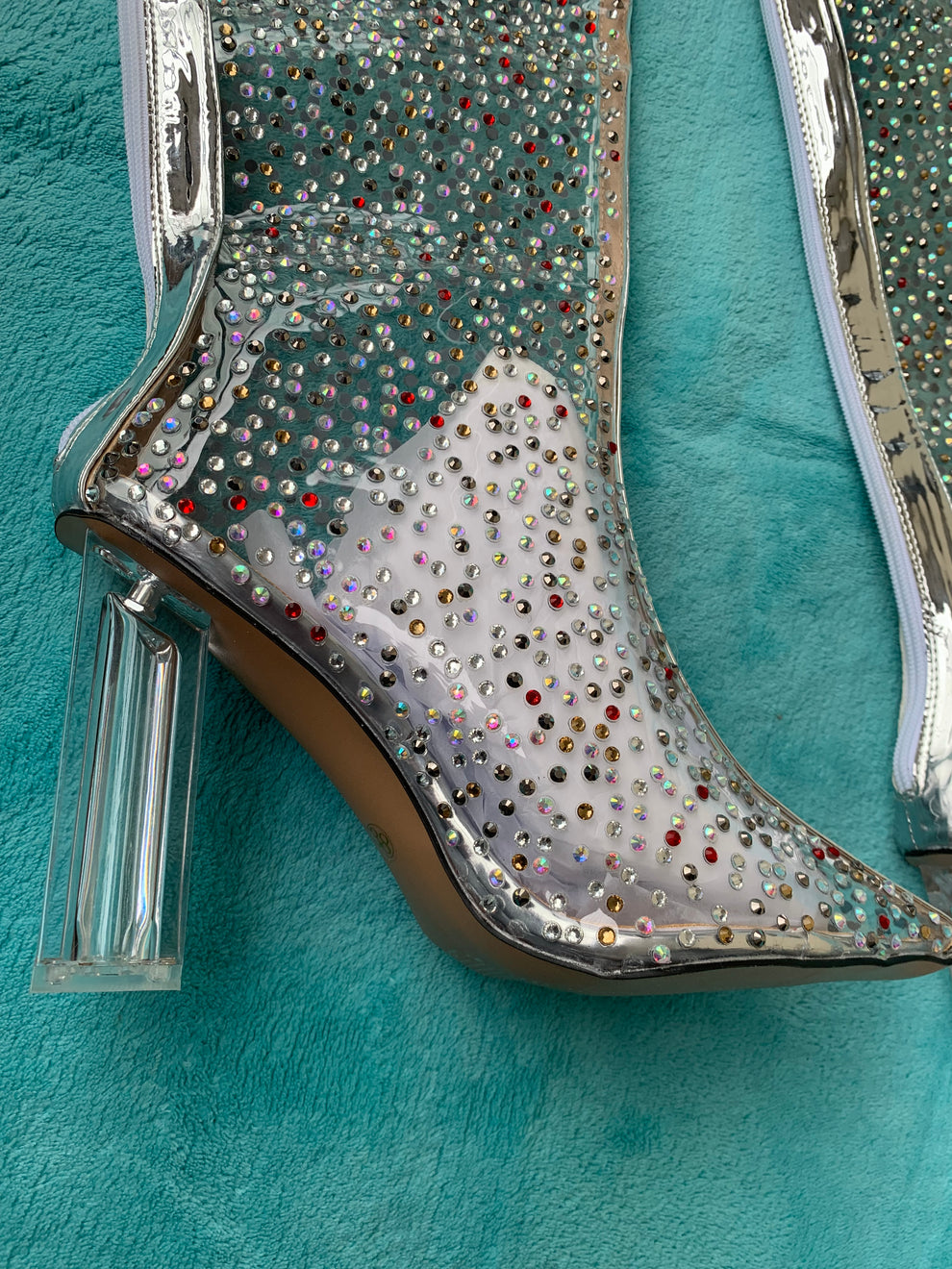 Clear Rhinestone Booties Luxury Clear Colorful Rhinestone Studded Thigh High Boots – LiveTrendsX