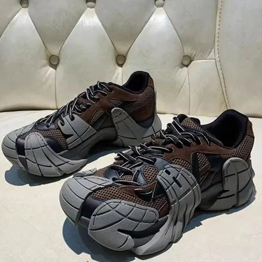 Luxury Design Men's Sneakers Thick Sole Breathable Lace Up Outdoor Sports Shoes
