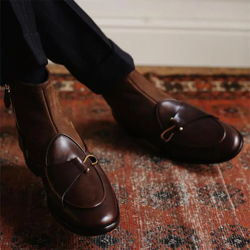 Men's Leather Ankle Boots Classic British Style