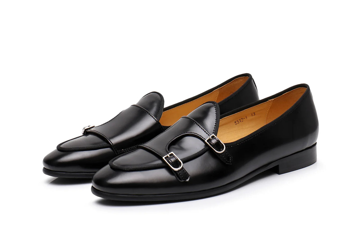 Genuine Leather Men's Loafers with Double Buckle