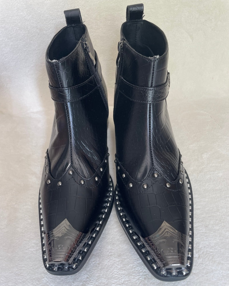 メンズ アンクルブーツ パンク 本革 モーターサイクルブーツ プラスサイズ